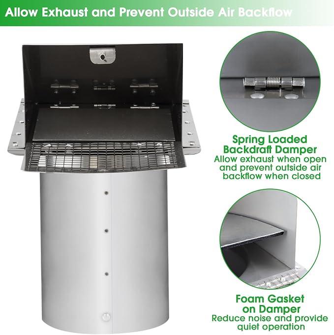Dryer Vent Cover Outdoor 4 Inch, Dryer Vent Cover Outside, Exterior Hooded Wall - Image 4