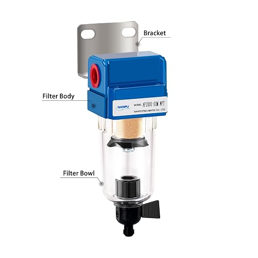 NANPU 1/4" NPT Compressed Air Line Filter, 5 Micron Brass Element, Manual Drain - Image 4