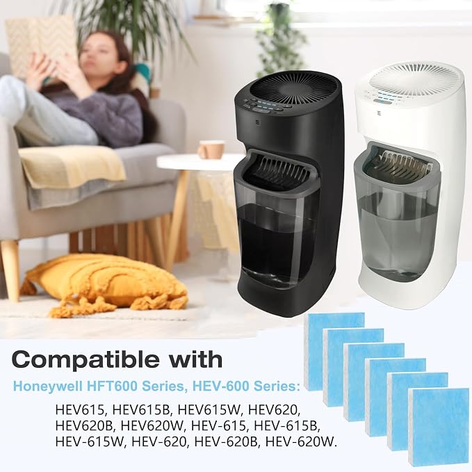 6 Pack Blue HFT600 Humidifier Wick Filter, - Image 2