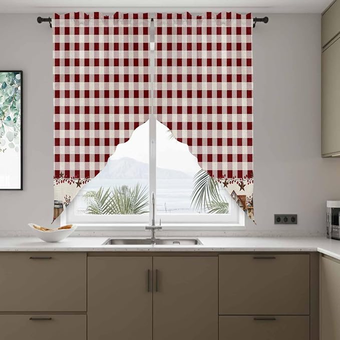 Swag Curtain Valances for Kitchen Windows, Farm Barn Western Star on Vintage - Image 8