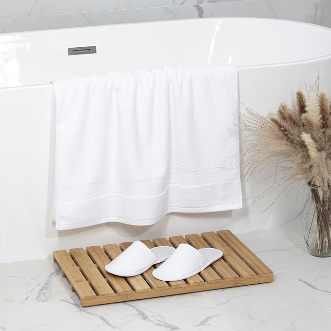 Cloudura Luxury Bath Towels-100% Cotton | Quick Dry | Lightweight | Thick I Good for Spa,Gym & Hotel Quality,(27'x54')-Soft & Absorbent (White, Set of 2)