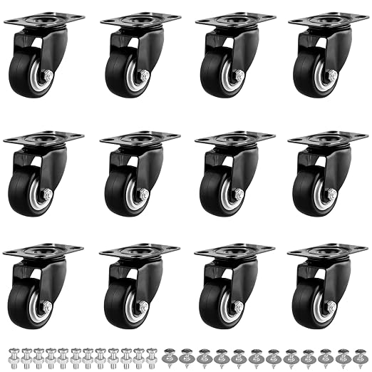 2" Casters Set of 12 Heavy-Duty Industrial Caster Wheels Double Ball Bearing by GcFoir