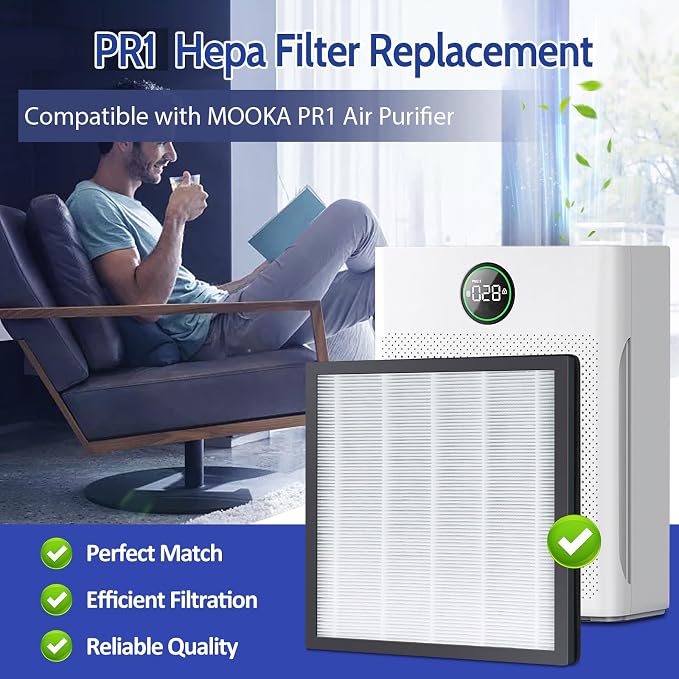 2 Pack PR1 Replacement Filter for Mooka Mode PR1 Air Purifier, H13 True HEPA - Image 2
