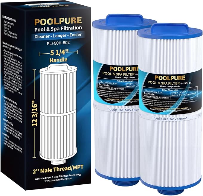 POOLPURE 5CH-502 Fine Thread Spa Filter Replaces PPM50SC-F2M, Marquis Spa 20041 by POOLPURE