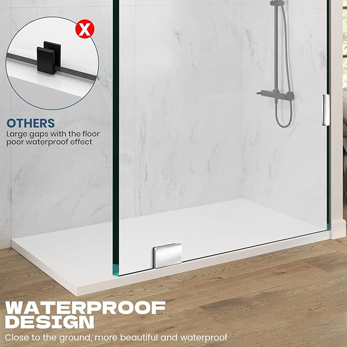 30" W ×78" H Shower Glass Panel, Frameless Fixed Glass Shower Panel with Clamps, 3/8"(10mm) Thick Clear Tempered Glass Shower Door, Bathroom Shower Screen in Polished Chrome Finish