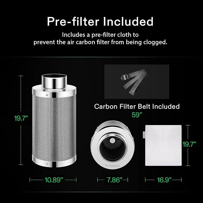 VIVOSUN 8 Inch Air Carbon Filter Smelliness Control - Image 6
