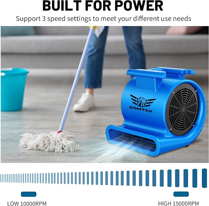Air Mover Blower Fan, Industrial 1.5HP MAX10000CFM Monster Floor Blower Carpet - Image 4