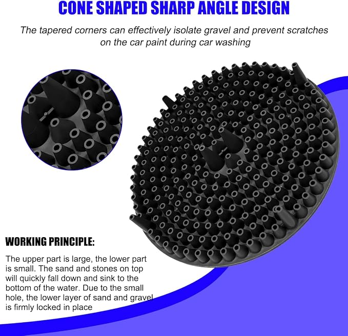 2PCS Car Wash Bucket Grit Trap Insert, 10.2" Vehicle Detailing Washing Filters - Image 3