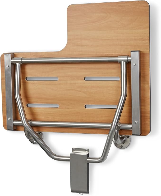 Seachrome 28" x 22.5” Teak Reversible Folding Transfer Tub/Shower Seat, ADA Compliant