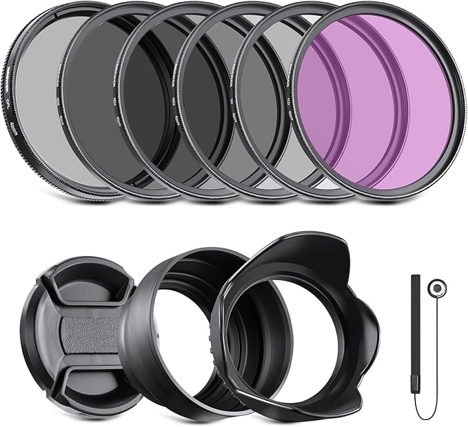 NEEWER 46mm ND Filter Pack and Lens Accessories, ND2 ND4 ND8 UV FLD CPL Filter by Neewer