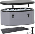 Goplus XL 129 Gal Oval Ice Bath Tub for Athletes, Inflatable Cold Plunge Tub w/Multiple Layered, Lid, Pump, Backpack, Water Chiller Compatible Portable Freestanding Ice Bath for Adults (Gray)