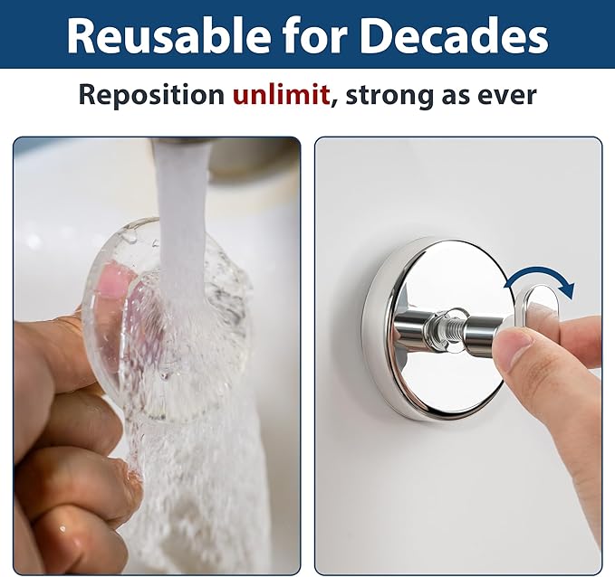 pickpiff Suction Cup Hooks for Shower: 15 LB Strong Wall Hanger for Bathroom, Front Door, Glass, Window, RV, Holder for Towel, Christmas Wreath, Coat, Loofah, Waterproof & Reusable, Silver 10-Pack