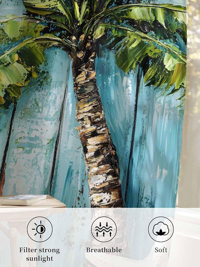 Sheer Curtains 84 Inches Long, Coastal Beach Starfish Semi Sheer Curtains Light - Image 6