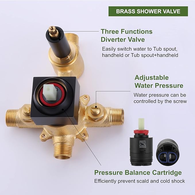 Taplong Wall Mount Tub Faucet with Waterfall Tub Spout Wall Mounted Tub Filler with Handheld Sprayer Black Bathtub Faucet Solid Brass Single Handle Shower Faucet Set with High Flow Rough in Valve
