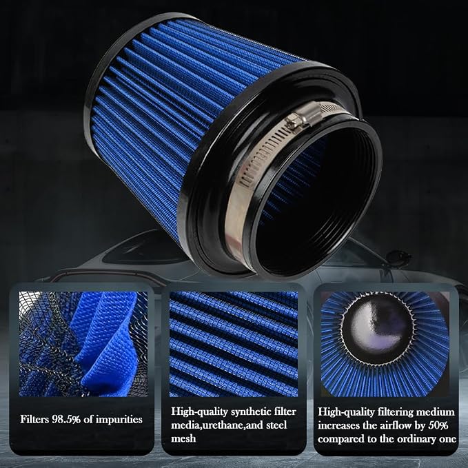 4" Inlet Car Performance Reusable Cold Air Intake Filter Universal 100mm - Image 4