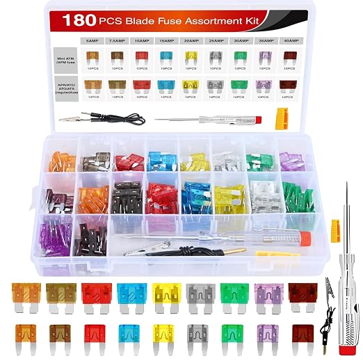 Nilight 180 Pcs Automotive Blade Fuse Kit Standard Mini Fuse Assortment 5A 7.5A by Nilight
