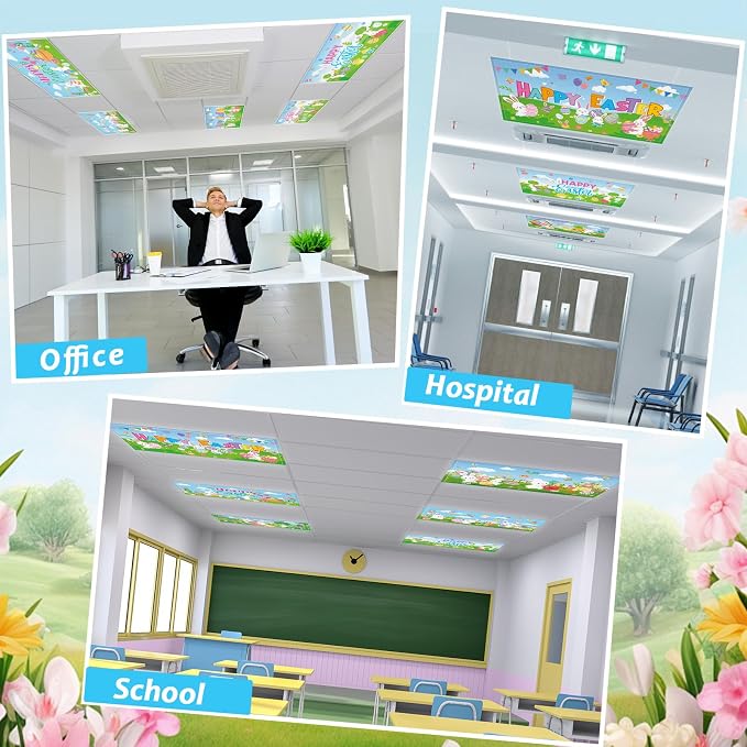 8 Pcs Fluorescent Light Covers for Classroom Ceiling Light 4 x 2 Feet Magnetic - Image 5