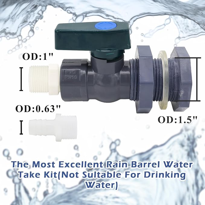PVC Rain Barrel Diverter Kit Rain Barrel 3/4 Inch Spigot Kit - Image 3