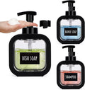 Segbeauty 10.1oz Black Foaming Soap Dispenser for Bathroom, 3pcs 300ml Empty Square Refillable Dish Soap Dispenser for Kitchen Sink Cleaning, Plastic Shampoo Shower Pump Bottles Dispenser with Labels