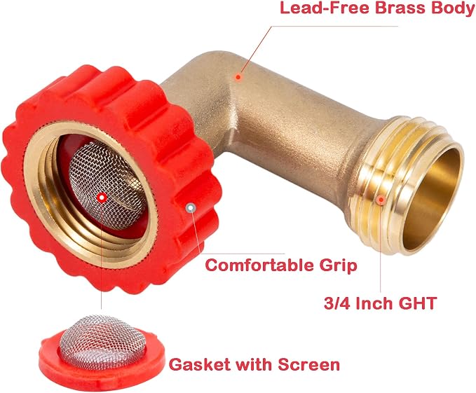 Lead-Free Brass 90 Degree Hose Saver, 90°Hose Elbow Fitting Quick Swivel - Image 2