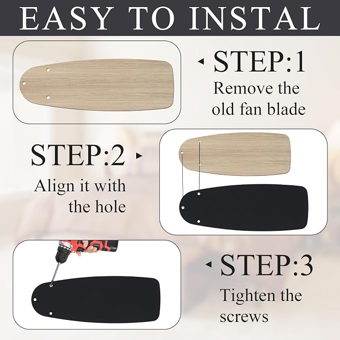 5 Pack Replacement Fan Blades for 42"/52" Ceiling Fan Waterproof Blades - Image 3