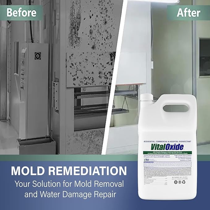 Vital Oxide Disinfectant, Deodorizer, Cleaner, Food-Contact Sanitizer, Virucide – (EPA registration #82972-1) – Kills Mold & Mildew, Eliminates Odors – 1 Gallon + 32oz Spray Bottle