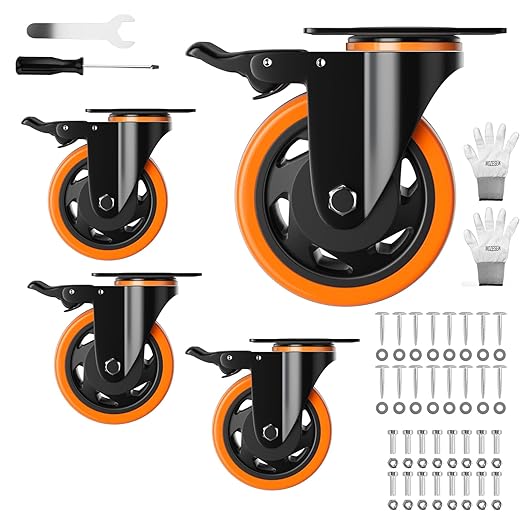3 Inch Casters Set of 4 Heavy Duty, Caster Wheels by WOZESEIK
