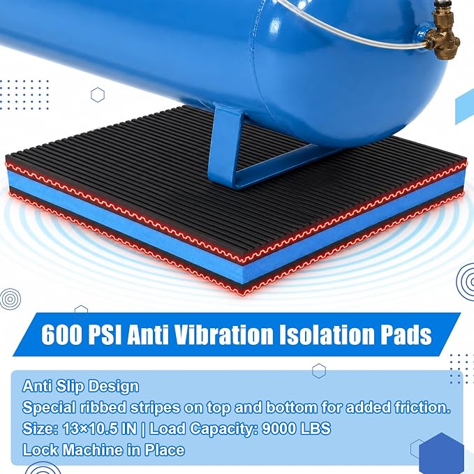 13x10.5 Inch Anti Vibration Pads, Sound Isolation Vibrating Pad Ribbed Rubber - Image 5