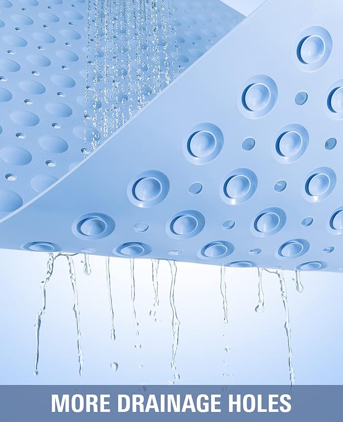 Yolife Extra Large TPE Shower Mat, 47.2" L x 31.5" W Anti Slip Bath Mat with Drain Holes and Suction Cups, Large Size Mat More Suitable for Shower Stall, No Odor, Heavy Mat