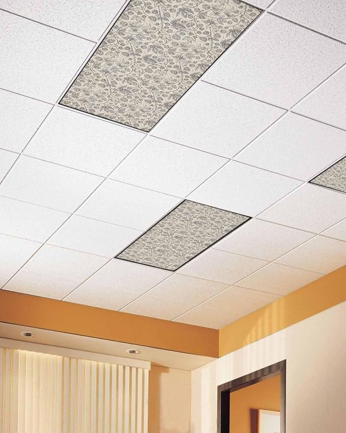 2 Pack Fluorescent Light Cover for Ceiling Lights, Modern Vintage Flowers - Image 2