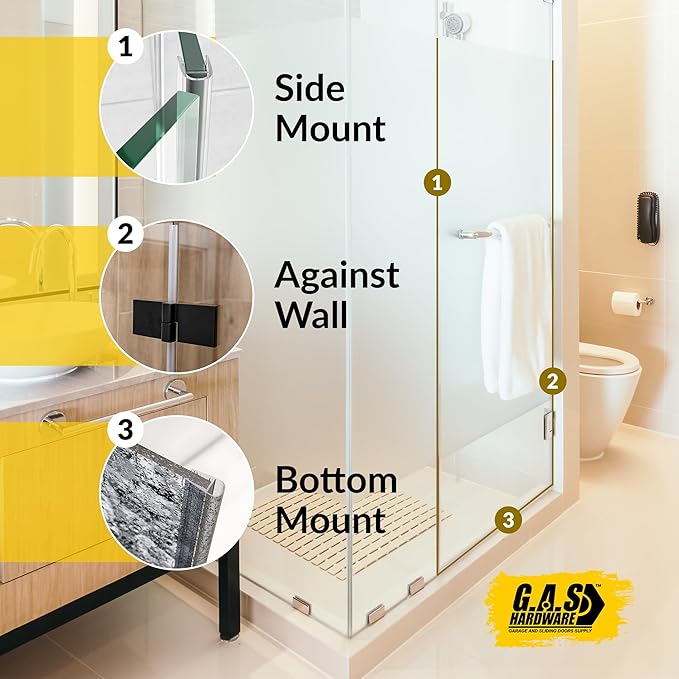 1/2" (12mm) Frameless Shower Door Seal – U-Type 22.5" (57.2cm) Ultra-Clear Bottom & Side Drip Rail Sweep Strips, 4 Pieces for Leak Protection, Water Control & Easy DIY Installation