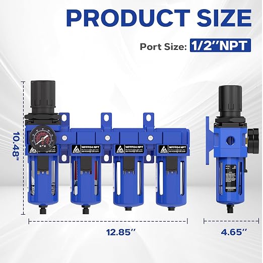 1/2 Inch NPT Air Dryer for Compressor, 4 Stage Air Drying System, Brass Filter - Image 2