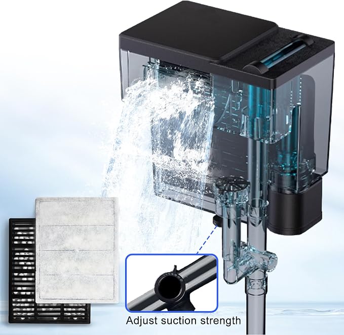 Aquarium Filter, 6W 150GPH HOB Fish Tank Filter, 4-Stage Bio-Filtration - Image 4