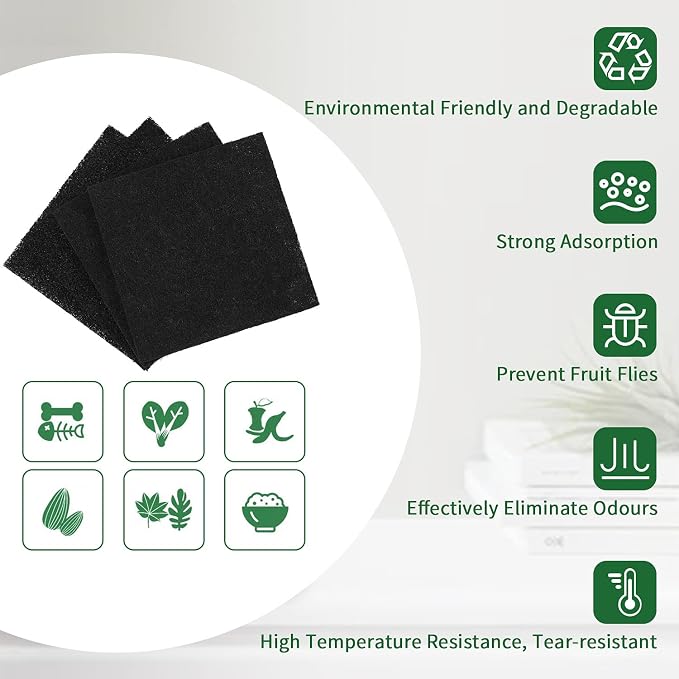 10 Pack Square Compost Bin Filters Spare Activated Carbon Filter Sheets - Image 5
