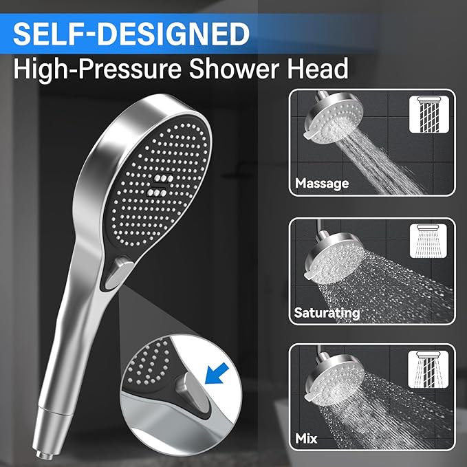 Dual Shower Head with Handheld for Couples: High Pressure Double Shower Heads for Two People - Adjustable Two Showerhead System with 3 Flow Settings Fits 2 Person Bathroom (Chrome)