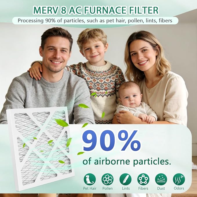 2 Pack Updated 6x6x1Air Filter, pertain Merv 8 HVAC Pleated A/C Furnace Filters - Image 2