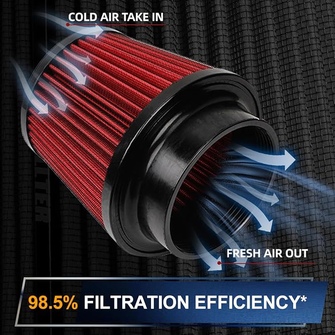 4" Inlet Car Performance Reusable Cold Air Intake Filter Universal 100mm - Image 2