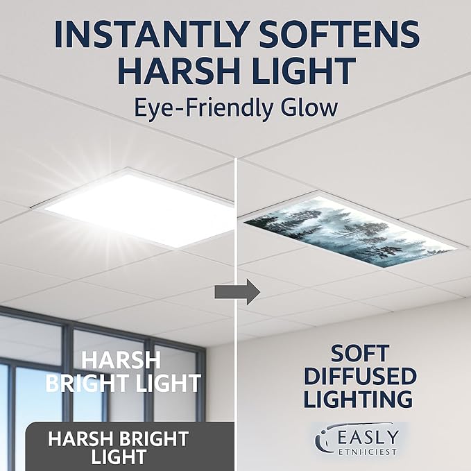 2 Pack Fluorescent Light Covers 4x2 ft Magnetic Light Covers - Image 2