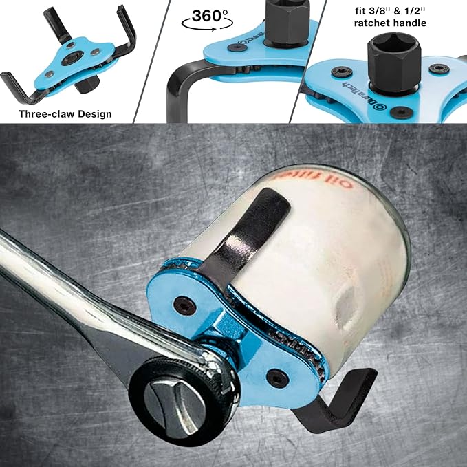 DURATECH 8-Piece Oil Filter Swivel Wrench Set, Wrenches Cover 2-3/4" to 5-1/4" - Image 5