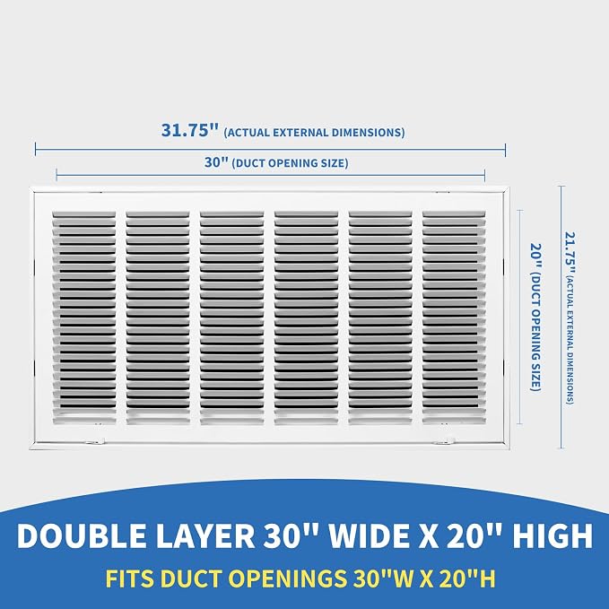 30x20 Return Air Grille, Return Air Vent Cover - Image 2