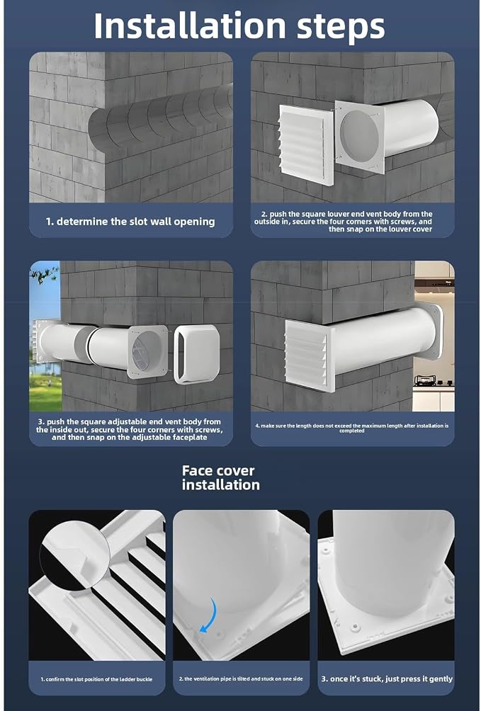 Passive Air Vent, Telescopic ABS Louvered Vent Cover - Image 7