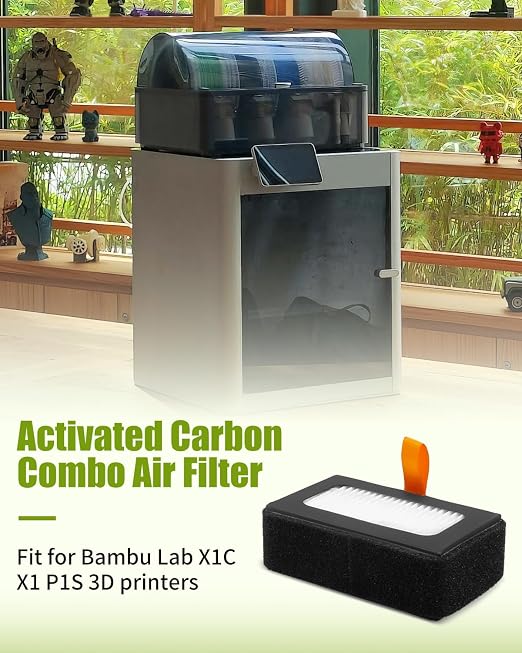 2PCS Air Filter Fit for Bambu Lab X1C X1 P1S 3D Printers, - Image 2