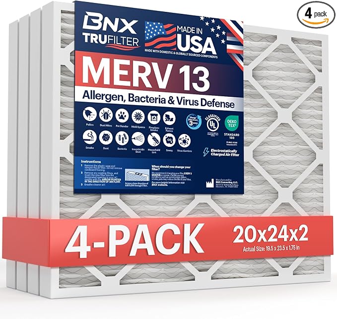 BNX TruFilter 20x24x2 Air Filter MERV 13 by BNX