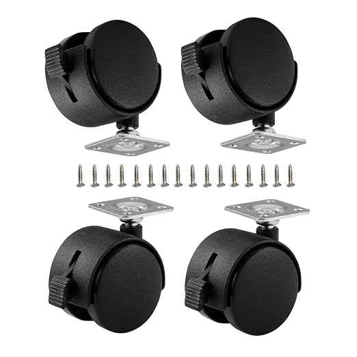 Black Plastic Caster Wheels 2 inch Locking Small Casters Set of 4 by ShineIn