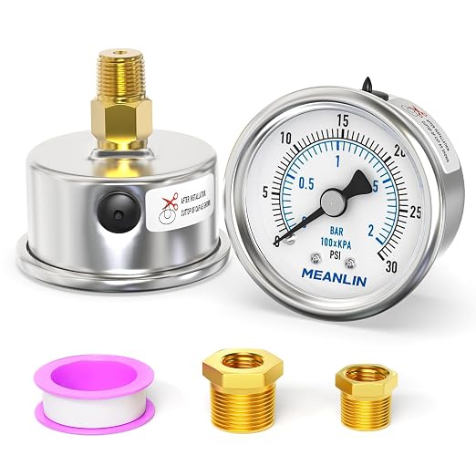 MEANLIN MEASURE 0~30Psi Dry Low Pressure Gauge Stainless Steel 1/4" NPT 2" FACE by MEANLINMEASURE