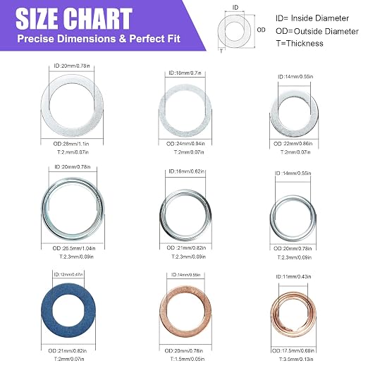 140PCS Oil Drain Plug Gasket Assortment Oil Crush Washers Seals Kit - Image 3