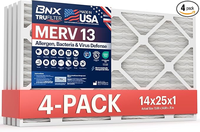 BNX TruFilter 14x25x1 Air Filter MERV 13 by BNX