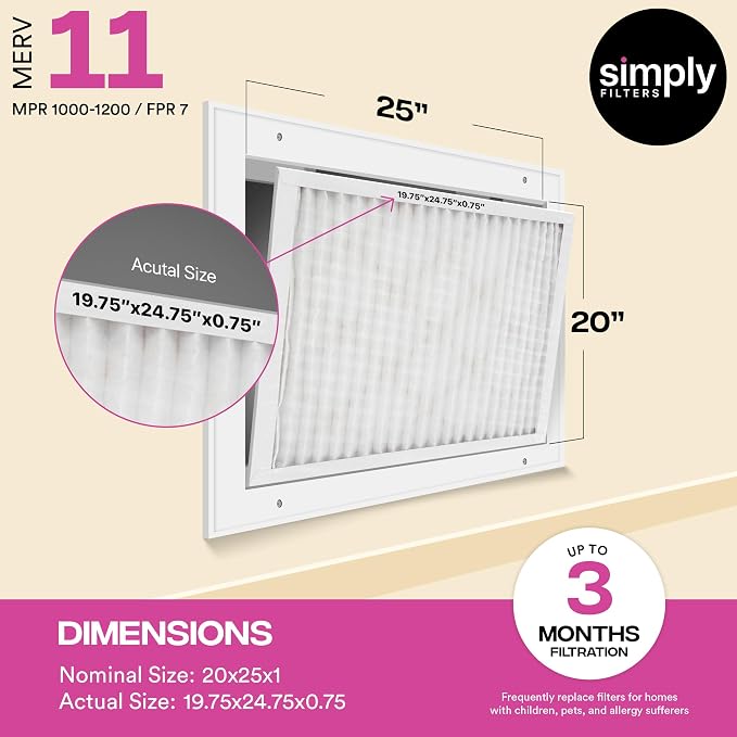 Simply 20x25x1 Air Filter, Merv 11, 6 Pack, - Image 3