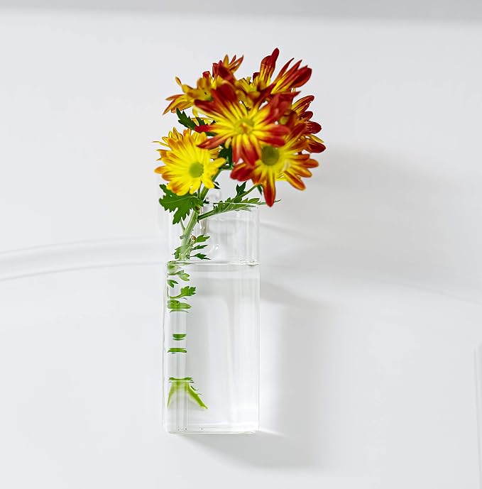Square Glass Propagation Vase 2 Pack, Wall Hanging Hydroponic Planter | - Image 9