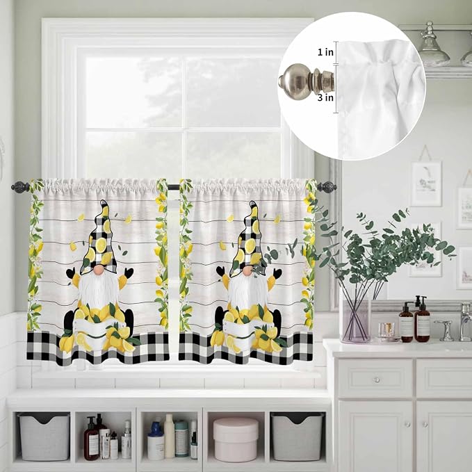 Lemon Gnomes Kitchen Curtains Set 3 Piece - Image 5